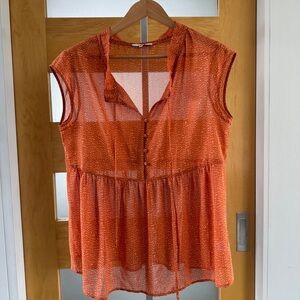 Ro & De Orange Cap Sleeve Blouse